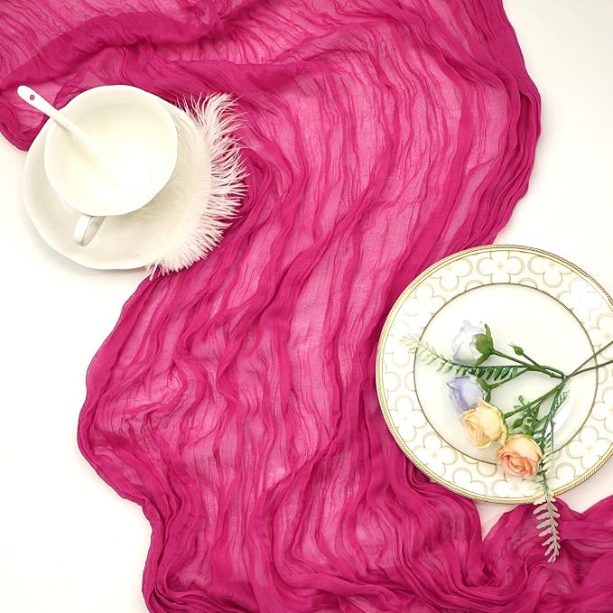 6 Pack Hot Pink Cheesecloth Table Runner 35 x 120 Inch - Image 6