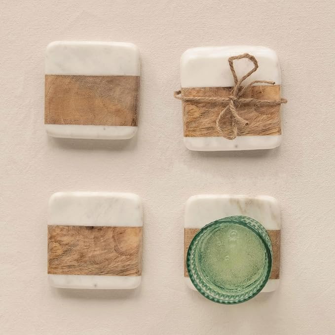 Marble & Acacia Wood Coasters - Image 2