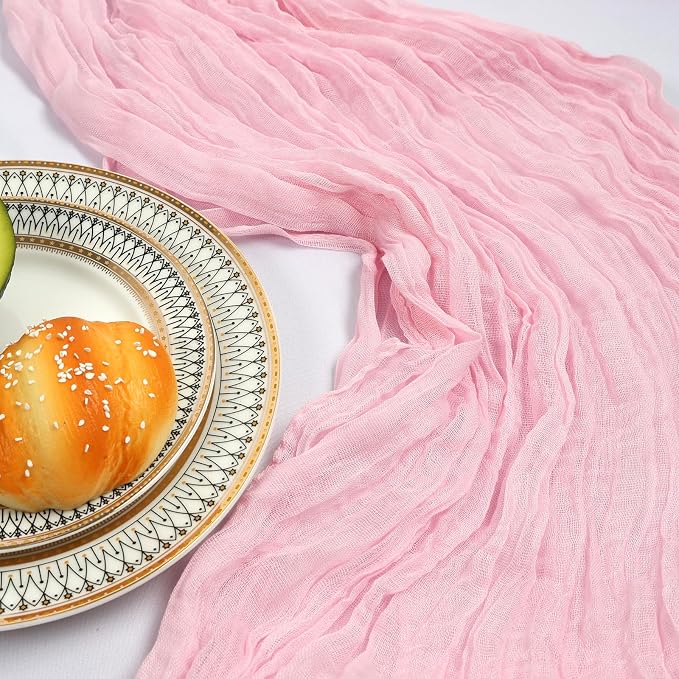 12 Pack 10Ft Pink Cheesecloth Table Runner 23 x 120 Inch | Gauze Rustic Boho - Image 5