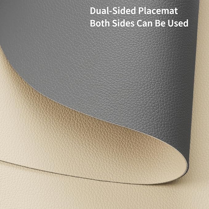Myir JUN 15 Inches Round Placemats Set of 4 Faux Leather Place Mats | - Image 3