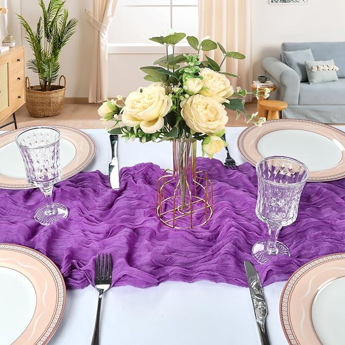 12 Pack 10Ft Purple Cheesecloth Table Runner 23 x 120 Inch | Gauze Rustic Boho - Image 4