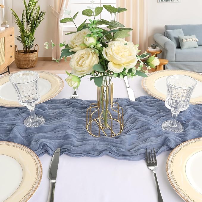 6 Pack 10Ft Dusty Blue Cheesecloth Table Runner 23 x 120 Inch | Gauze Rustic - Image 4