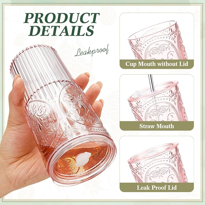 2 Set 20oz Vintage Plastic Tumbler - Image 3