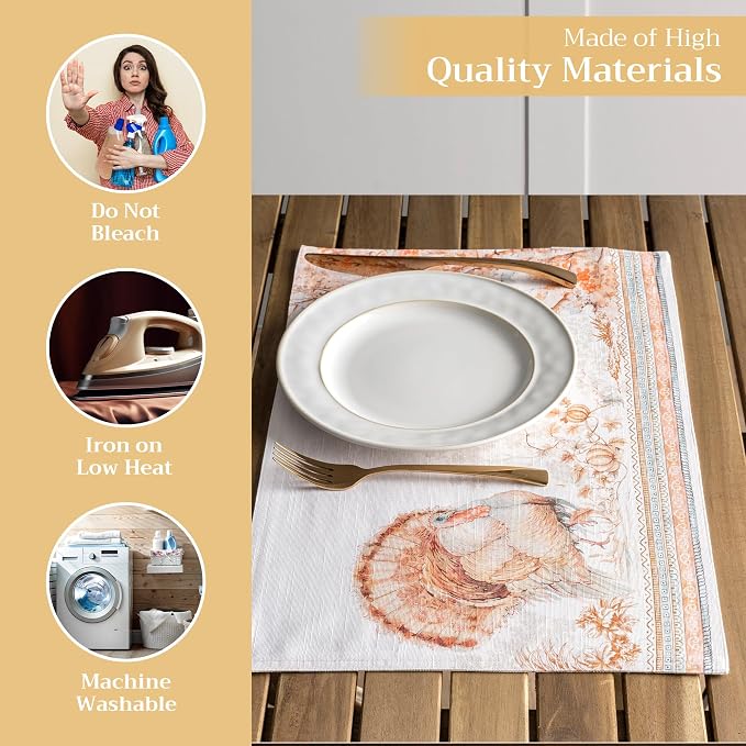 Maison d' Hermine Placemats Set of 4 Reusable 100% Cotton | Cloth Place Mats - Image 3