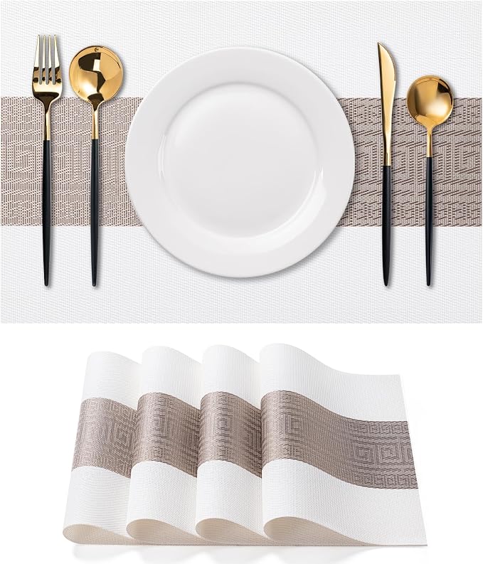 Placemats Set of 4 Washable Indoor | Outdoor Vinyl Place Mats by CADONO