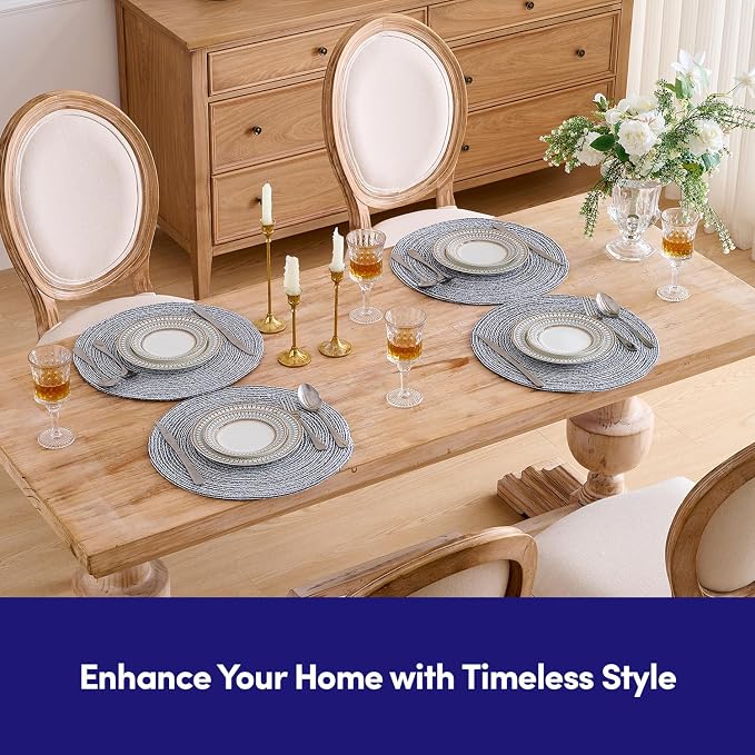 Round Placemats Set of 6-100% Cotton Two-Tone Placemat - Image 7