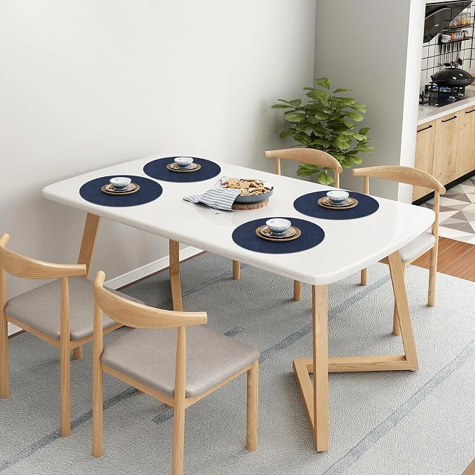 Homaxy Round Faux Leather Placemats and Coasters, Wipeable Place Mats, - Image 9