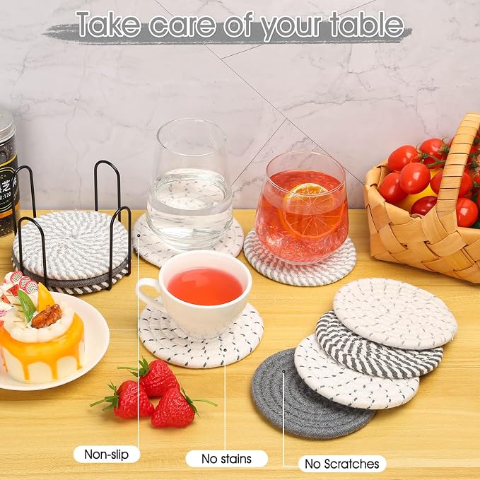 Billbotk 10 Pieces Coasters for Drinks, Absorbent Drink Coasters - Image 6