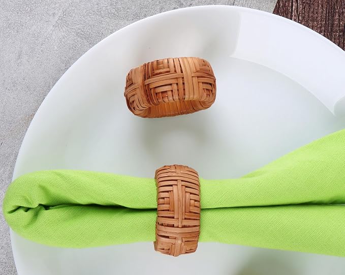 Farmhouse Napkin Rings Set of 12, Hand-Woven Napkin Ring - Image 2