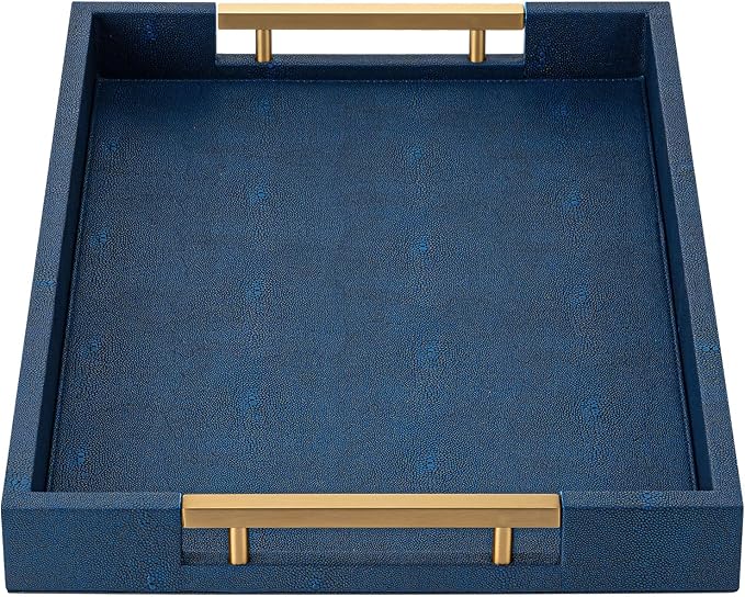 Navy Blue Faux Leather Serving Tray - Image 7