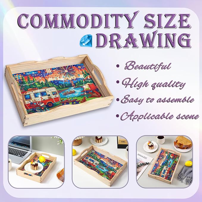 EWJRNSF Diamond Art Kits for Adults Wooden Serving Trays - Image 4