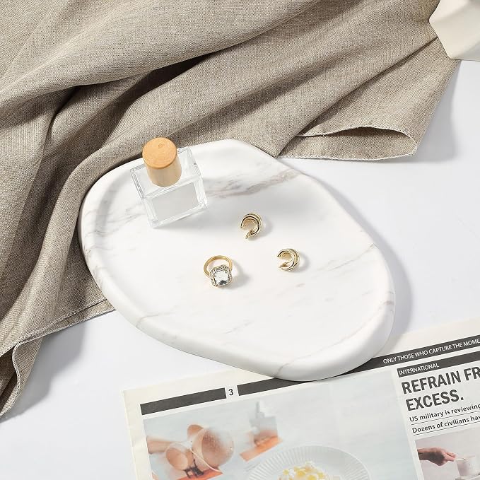 Luxurious Natural White Marble Vanity Tray, Cloud Shape Serving Stone Key Tray - Image 5