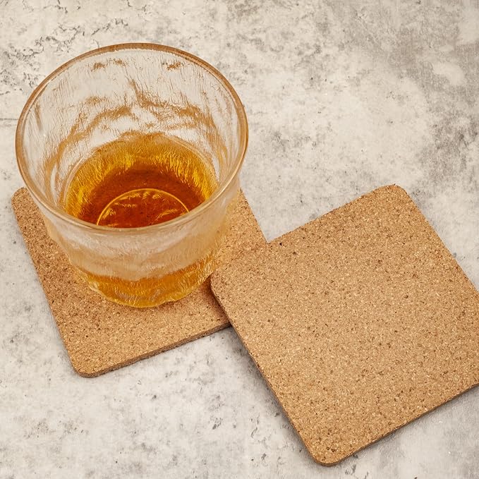 8PCS Cork Coasters for Drinks Absorbent Coaster 3.9 inch Square Simple Style - Image 8