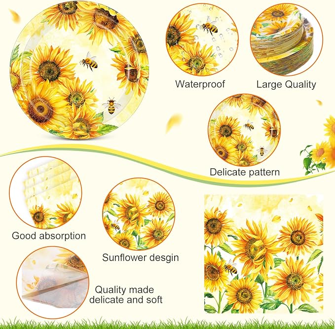 Pickmesh 250 Pcs Sunflower Party Supplies Decorations Serve 50 Sunflower - Image 3