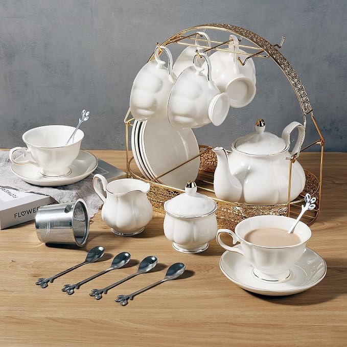 CHENP.HMC Tea Set 22-Piece Porcelain Ceramic Coffee | Tea Gift Sets Cups Saucer - Image 3