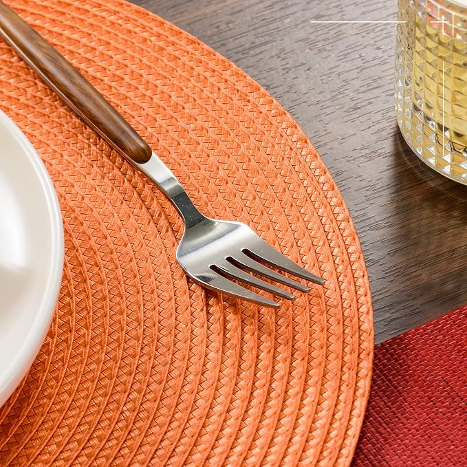 FunWheat Round Braided Placemats Set of 4 Table Mats - Image 6