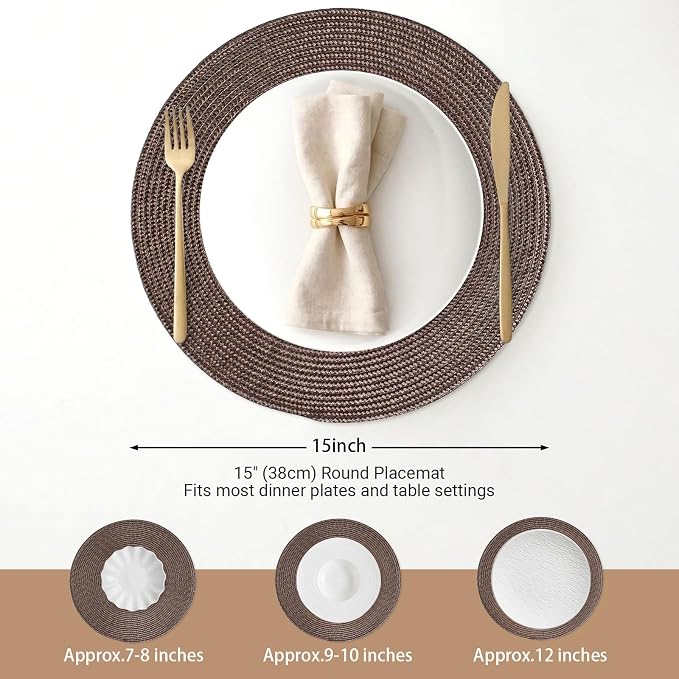 FunWheat Round Braided Placemats Set of 4 Table Mats - Image 2