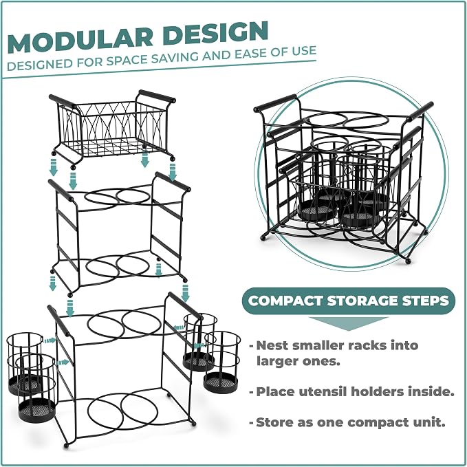 Sorbus® Buffet Caddy — 7-Piece Stackable Set Includes Plate, and Silverware - Image 5