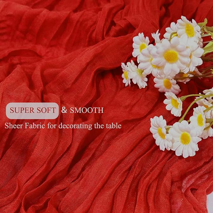 6Pack Red Cheesecloth Table Runner 20 x 120 inch Gauze Table Runner | Red - Image 5