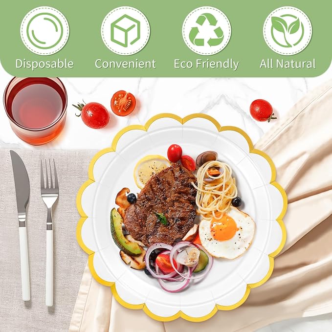 50 Pcs White Paper Plates Disposable, Dessert Cake Plates, - Image 4