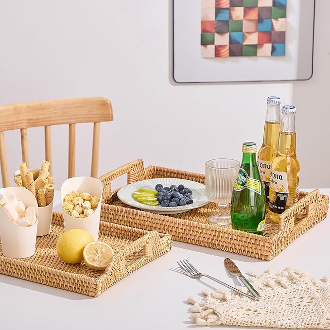 Rattan Rectangular Serving Tray - Image 4