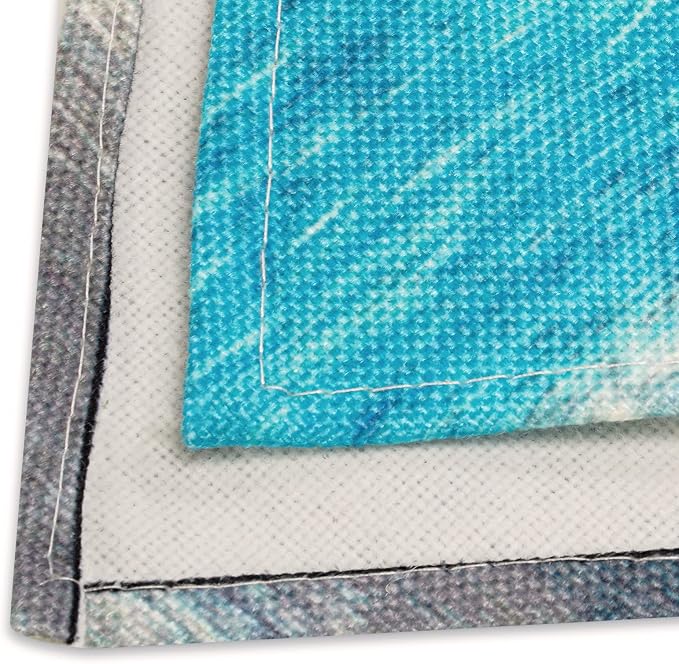 Turquoise and Grey Table Runner, Teal Abstract Modern Art Burlap Table Runners - Image 6