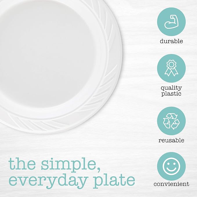 400 Count Disposable 6 Inch White Plastic Dessert Plates - Image 3