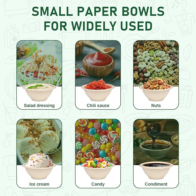 6 oz Small Disposable Bowls, 200 Pack Biodegradable Bagasse | Eco-friendly - Image 5