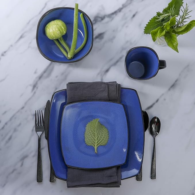 Gibson Elite Soho Lounge Square Reactive Glaze Stoneware Dinnerware Set - Image 4