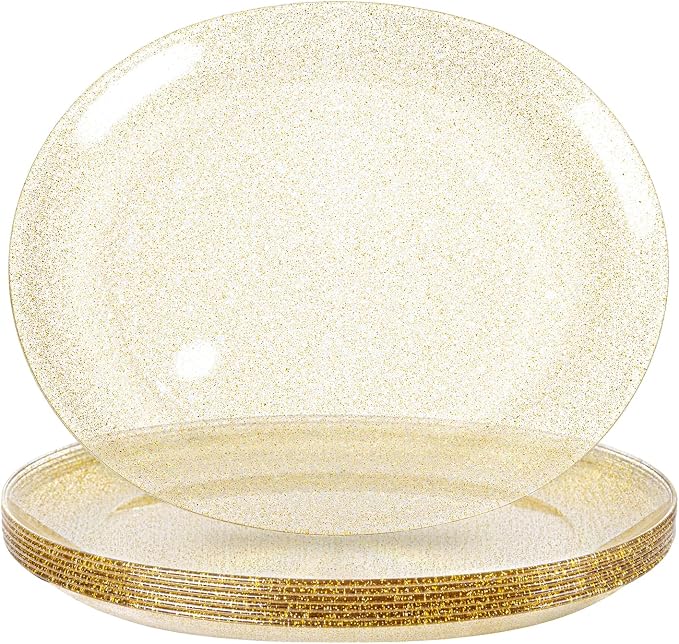 6Pack Gold Glitter Plastic Serving Trays Serving Platters by WDF