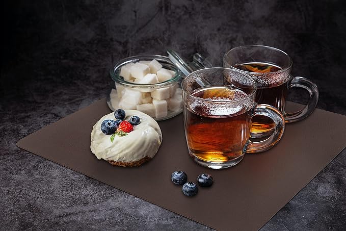 Vinjiasin Placemats Set of 4 Brown Leather Place Mats - Image 9