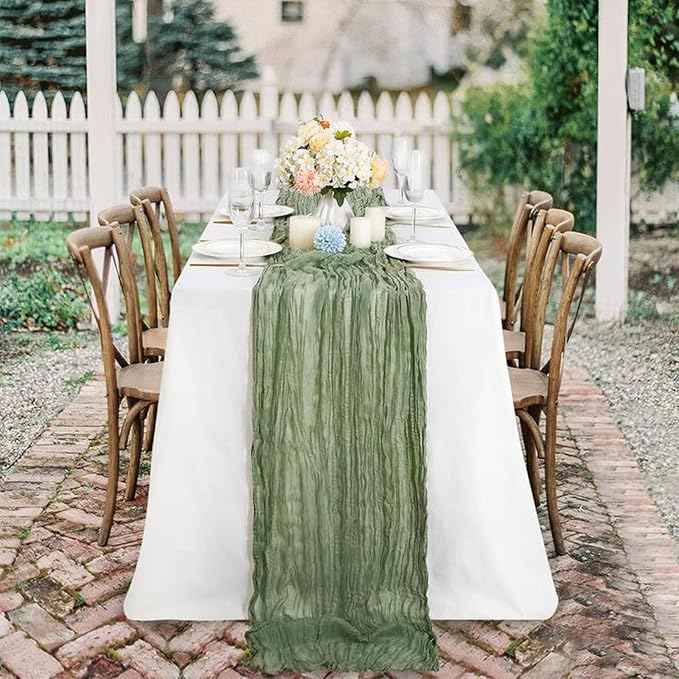 6Pack Sage Green Cheese Cloth Table Runner 20x120inch Gauze Table Runners | - Image 4