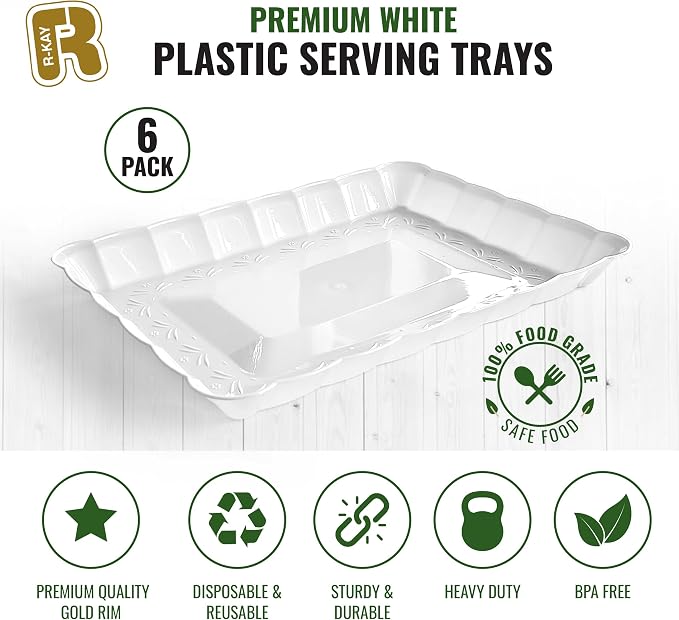 6 Pack White Serving Tray - Image 5