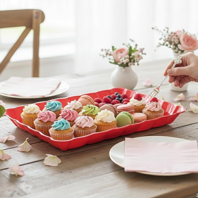 6 Pack Red Plastic Serving Trays - Image 2