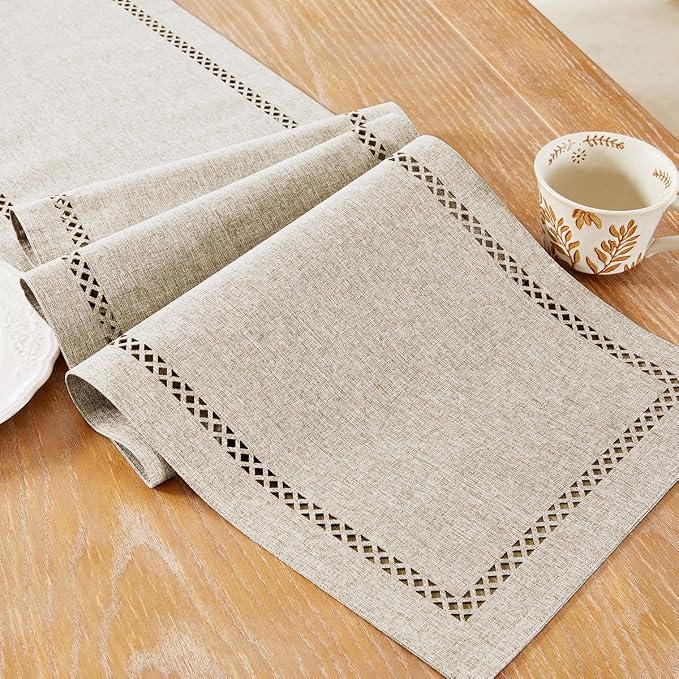 Rustic Burlap Table Runner, Coffee Table Runners 72 inches Long | Double Layer by Aoztio
