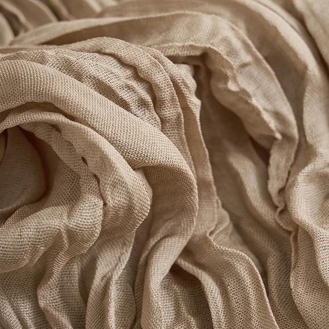 Asee'm 2pcs Nude Brown Cheesecloth Table Runner Summer Boho Rustic 10FT | Fall - Image 5