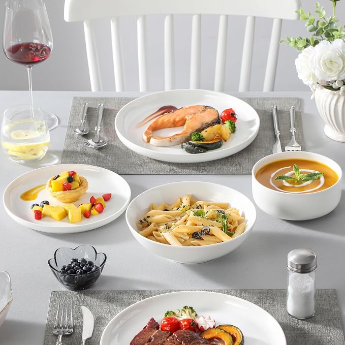 MALACASA 24 Pcs Porcelain Plates and Bowls Sets, Dinnerware Set - Image 8