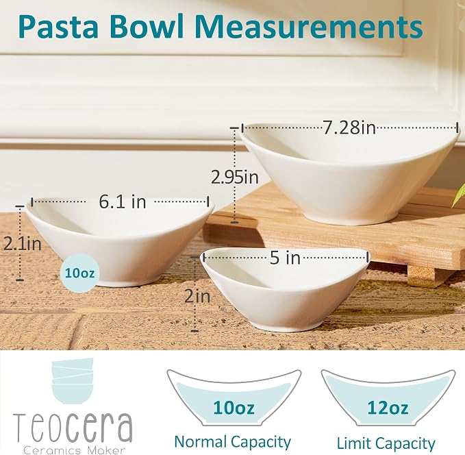 Teocera 6 Inch Ceramic Breakfast Bowls Set of 6, 10 Ounce Small Yogurt Bowls - Image 4