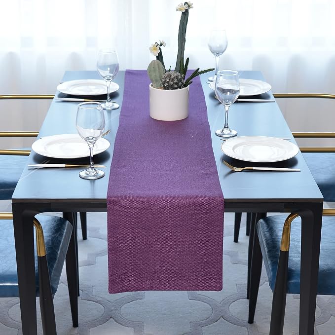 Dinning Table Runner Cloth 12 x 36 Inches Farmhouse Kitchen Coffee Burlap Table - Image 2