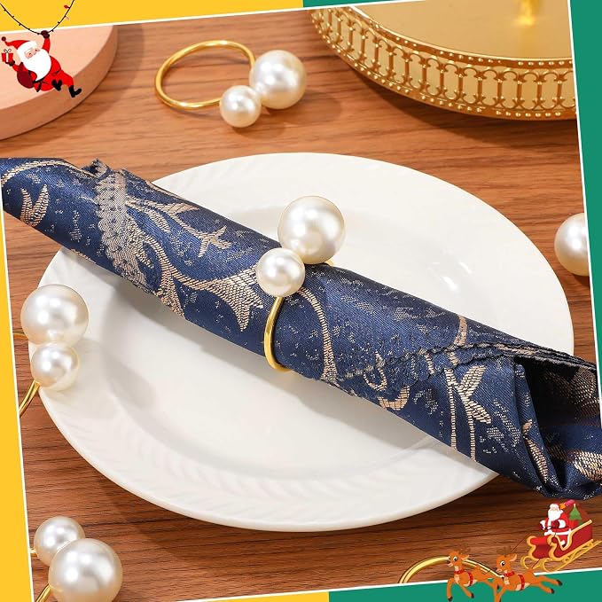 Sliner 24 Pcs Pearl Napkin Rings - Image 6