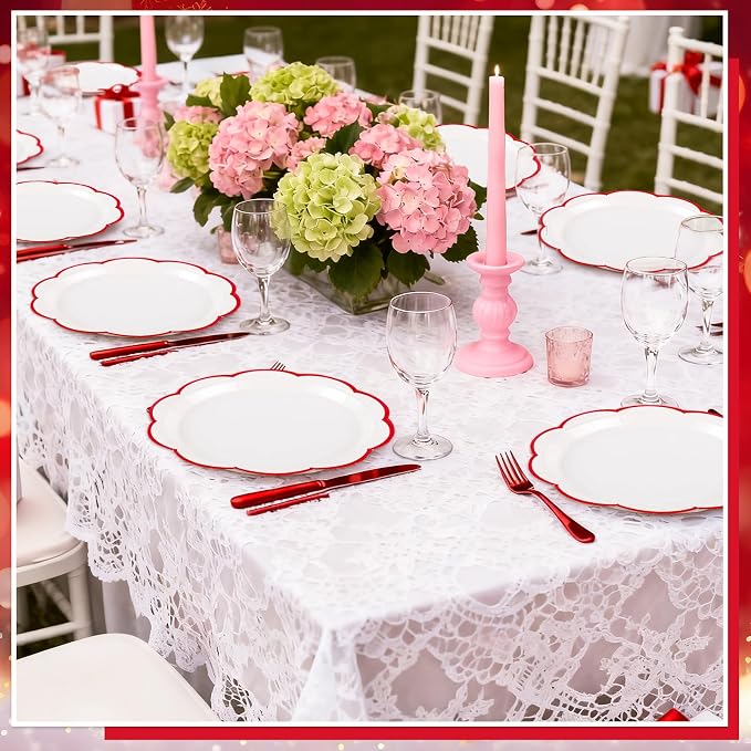 NatNarr 30 Pcs Red and White Paper Plates, 9 Inch White Plates - Image 7