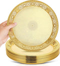 10 Pack Gold Plastic Serving Tray Bulk Lightweight Round Party Snack Serving by Unknown