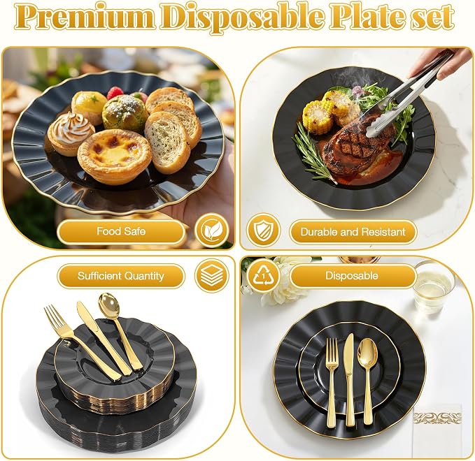 Glowserve 175 Piece Disposable Plastic Plates Dinnerware Set - Image 6