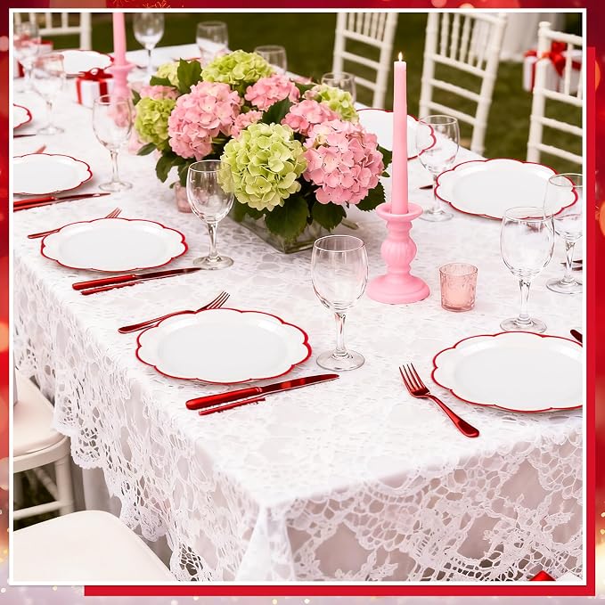 NatNarr 30 Pcs Red and White Paper Plates, 7 Inch White Plates - Image 7