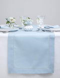 Solino Home 100% Linen Table Runner Sky Blue, Classic Hemstitch 14 x 120 in | by SolinoHome