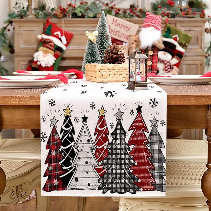 Christmas Table Runner 13x48 Inch, Xmas Tees Snowflakes Holiday Decorative - Image 6