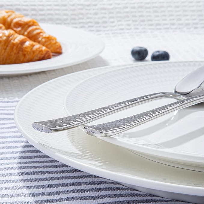 Silverware Set for 6, 30 Piece Flatware Set, 18/10 Stainless Steel | Hammered - Image 7