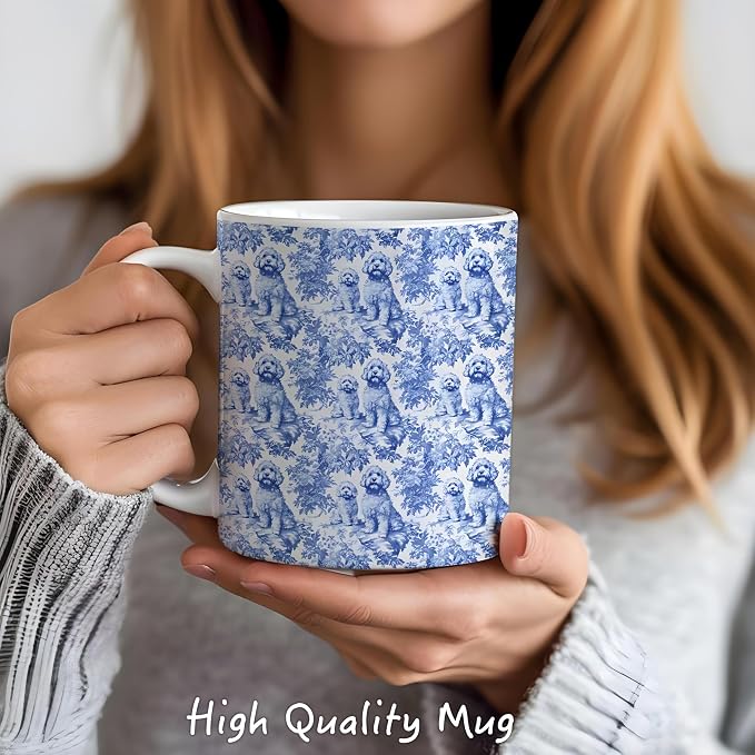 Chinoiserie Golden Doodle Mug, Grandmillennial Dog Coffee Tea Mug 11oz - Image 2