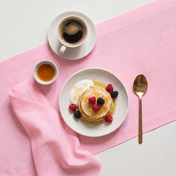 Solino Home 100% Pure Linen Table Runner Pink Lemonade, Fete 14 x 120 in | - Image 3