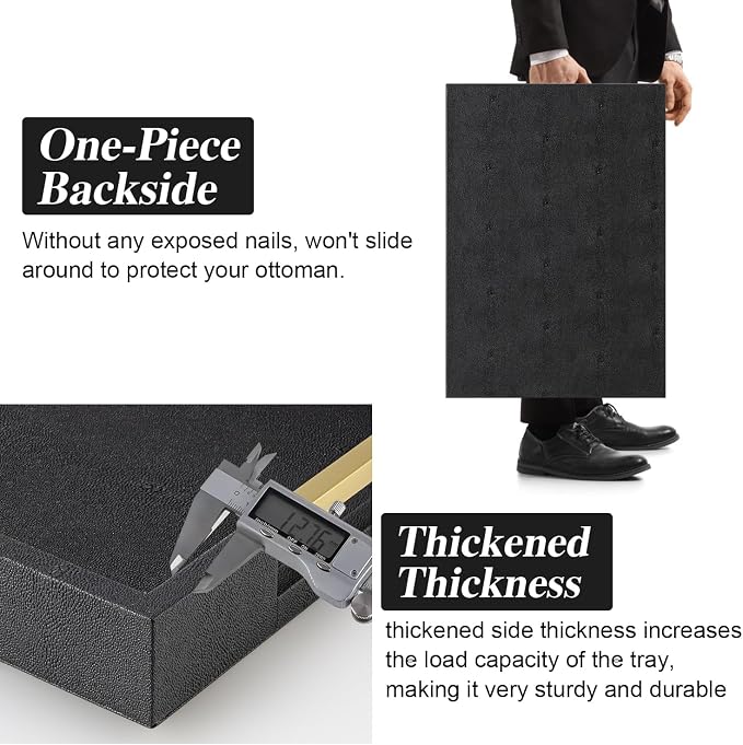 Black Faux Leather Large Square Tray - Image 5